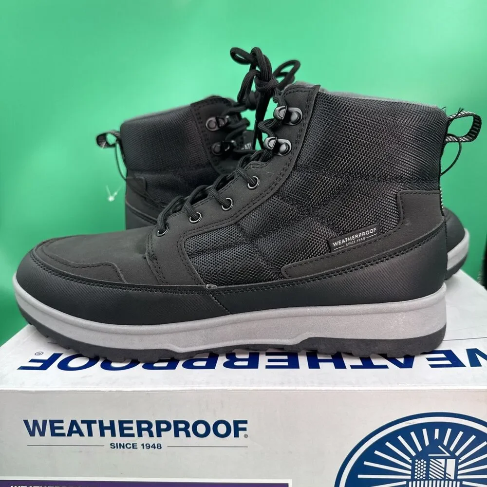 Weatherproof Jenkins Mens 10 Black Lace Up Memory Foam Hiking Boots NEW IN BOX